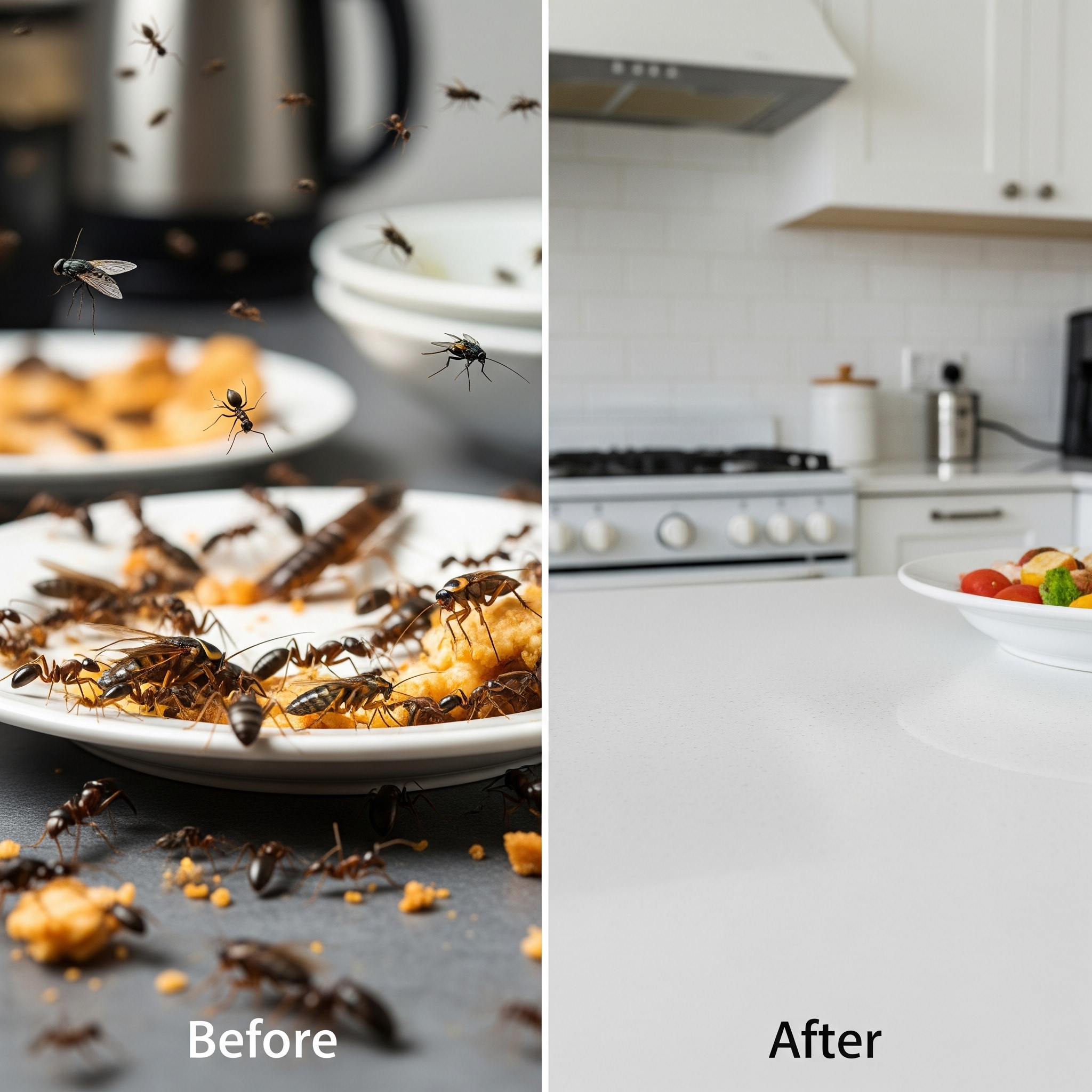 Before and after cockroach treatment results